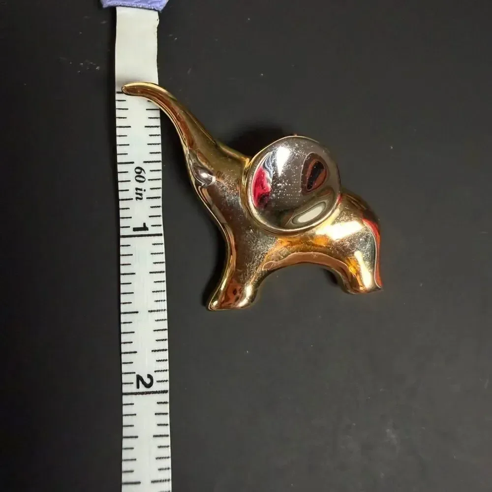 AD 98 Gold Tone Elephant Brooch Pin Pendant Silver Tone Ear Animal Vintage Style